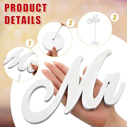 Geetery Mr and Mrs Wedding Table Decor Wooden Letter Sign Wedding Wood Tall Standing Sign Vintage Mr and Mrs Table Decorations for Photo Props Anniversary Party Supply