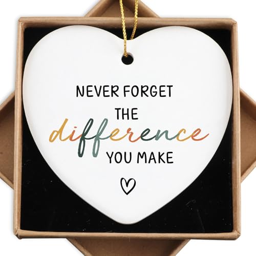 Thank You Gifts Never Forget The Difference That You Make Ornament Keepsake Sign Heart Plaque Appreciation Retirement Farewell Gifts for Coworker Boss Teacher Nurse Employee