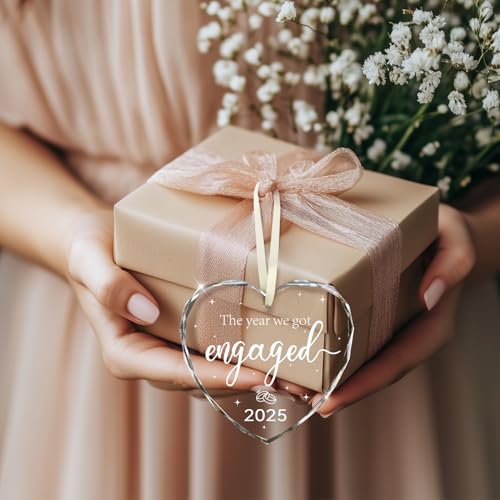 Engagement Gifts for Couples 2025, Gifts for Newly Engaged Couples Happy Engage ment Gif ts for Her Cool Engagement Gif t Glass Engage ment Ornament Engaged Ornament 2025 Engage ment Party Decorations