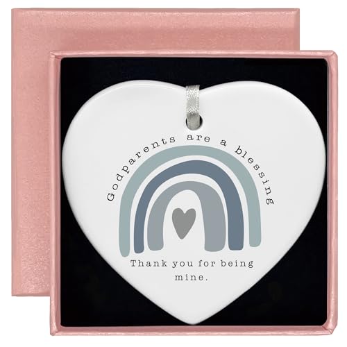 New Godparents Grandma Grandpa Gift,First Time Godfather Godmother Proposal Gift,Pregnancy Announcement Present,Godparents to Be,Christening Baptism Present,Heart Shaped Ornament