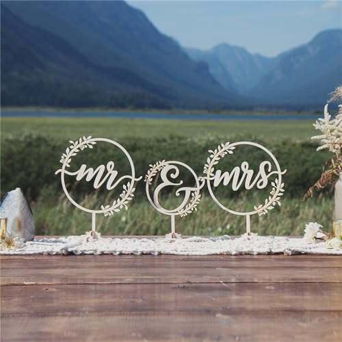 Mr and Mrs Wedding Sign for Rustic Just Married Party Table Decoration,Wooden