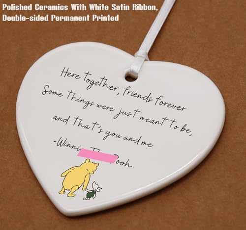 Friendship Goodbye Leaving Away Farewell Gift-Here Together Friends Forever-Ceramic Heart Ornament Keepsake Sign Plaque Decor Gift