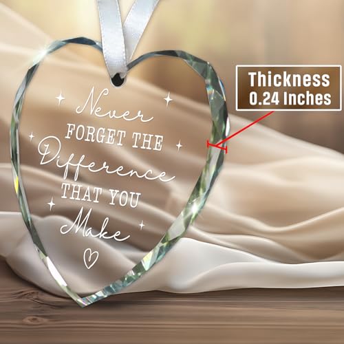 ZAGKOO Thank You Gifts - Teacher Appreciation Gifts, Teacher Nurse Ornament - Retirement Gift for Woman Men - Appreciation Gift for Employee Coworker Friend Counselor Boss - Glass Heart Ornament