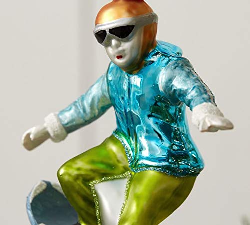 Pottery Barn Snowboarder Ornament Glass Christmas Ornament