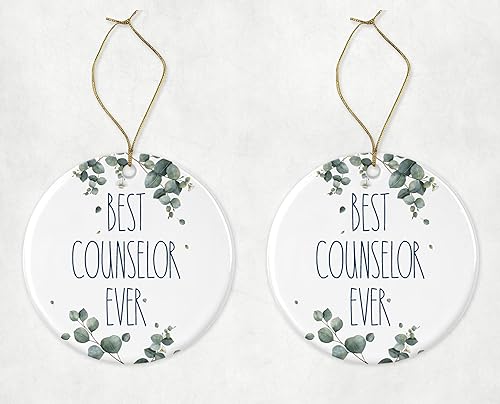 DiandDesignGift Counselor Ornament, Best Counselor Ever Ornament, Best Counselor Christmas Ornament, Counselor, Birthday Gift, Anniversary, Christmas Ceramic Ornament Printed on Both Sides, White