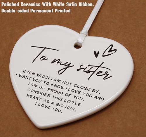 Friendship Gifts for Women,Sis,Bestie,BFF,Birthday for Best Friend -Unbiological Sister Present-Ceramic Heart Shaped Ornament-to My Sisters