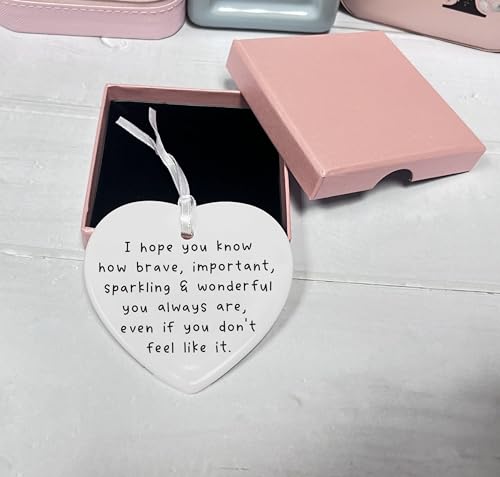 I Hope You Know How Brave-Encouragement Gift for Girls Boys Daughter Son Sister Best Friend Niece Nephew-Christmas Gift-Ceramic Heart Ornament Keepsake Sign Plaque Decor Present-Double-Sided Printing
