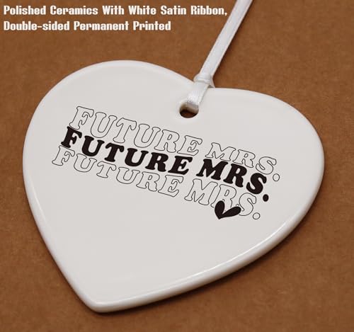 Funny Engagement Gift for Bride-Bride to Be-Newly Engaged,Future Mrs,Bridal Shower Gifts for Her-Bachelorette Party Present for Women-Wedding-Heart Shaped Ornament with Present Box