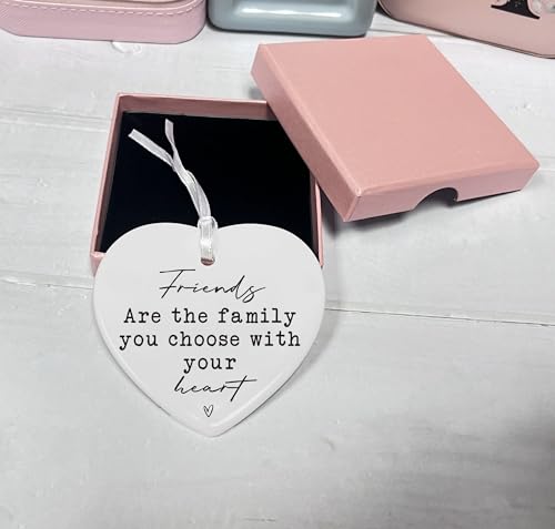 Friendship Gift-Soul Sister Present-Friends are The Family-Birthday Ceramic Heart Ornament Keepsake Sign Plaque Decor Gift-Double-Sided Printing