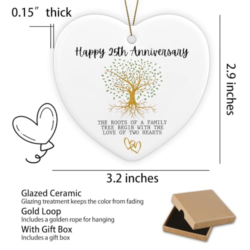 25th for Couple Happy 25th Anniversary Ornament Keepsake Sign Heart Plaque Anniversary Romantic Couple Wedding Engagement Gifts for Her Him Wife Husband