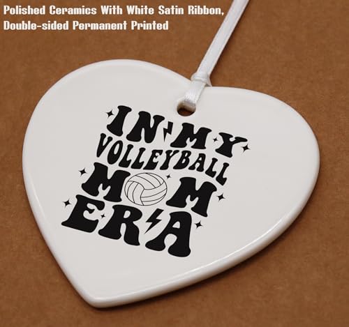 Gifts for Volleyball Coach,Game Day Present for Mommy,Sport Mom Present,Mother's Day,Birthday, for Mother Mama-Ceramic Heart Shaped Ornament-in My Volleyball Mom Era