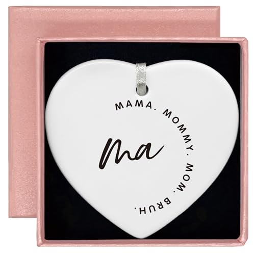 Funny Mom Gift from Daughter Son, for Mom-Birthday Thanksgiving New Year for Mom-Best Friend Mom-Mama Mommy Mom Bruh-Heart Shaped Ornamen