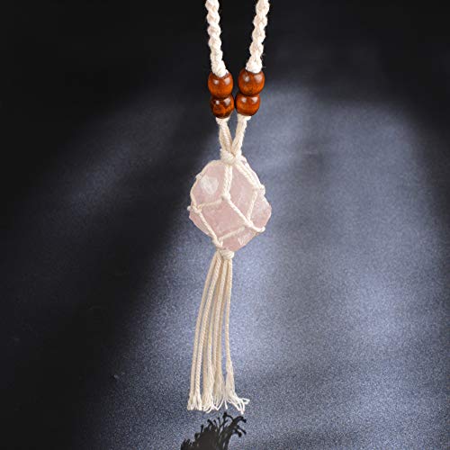 Healing Crystals Feng Shui Hanging Ornament Car Ornament Meditation Hanging Ornament Window Ornament for Home Decor (1 Piece Rose Quartz 1)