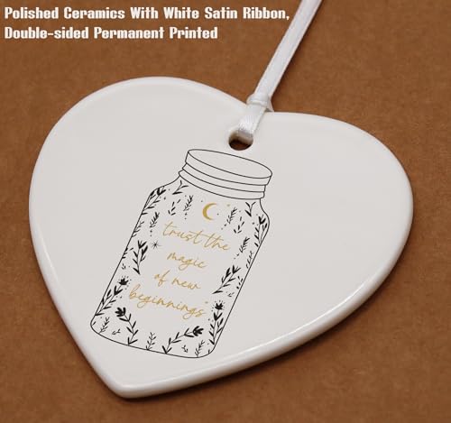 New Beginnings Gifts for Women Men, Congratulations, Divorce, Graduation, Housewarming, Farewell, Leaving for Coworker - Heart Shaped Ornament With Gift Box