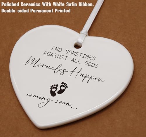 Baby Pregnancy Announcement Gifts-Promoted to Grandparents,Grandma,Grandpa,Aunt,Uncle-Baby Coming Soon-New Baby Reveal Gifts for Mom Dad Sister Brother Friends Heart Shaped Ornament