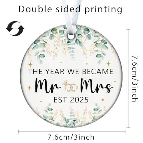 Wedding Gifts Engagement Gifts for Couples 2025 Bridal Shower Gift Mr and Mrs First Christmas Married Ornament 2025 Just Married Gift for Newlywed Couple Bride Her Women Friends(4)