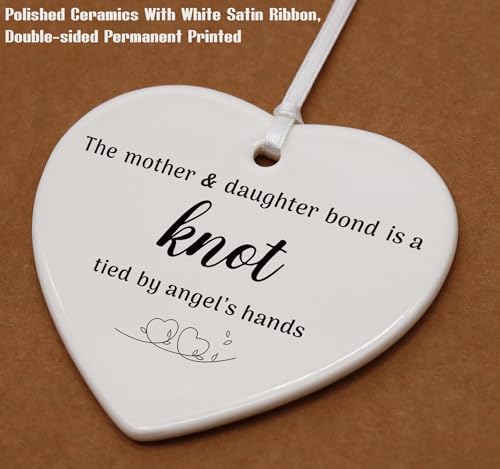 for Mom-Graduation Moving Gift for Daughter-Birthday Thanksgiving Wedding The Mother and Daughter Bond is A Knot Tied by Angle's Hands-Heart Shaped Ornament