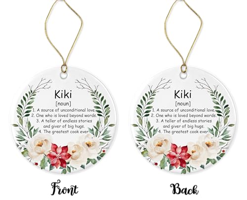 GavinsDesigns Kiki Noun Ornament, Family Definition, Kiki Definition Ornament, Christmas Ornament for Kiki, Kiki Gifts, Chirstmas Tree Ornament Printed on Both Sides White