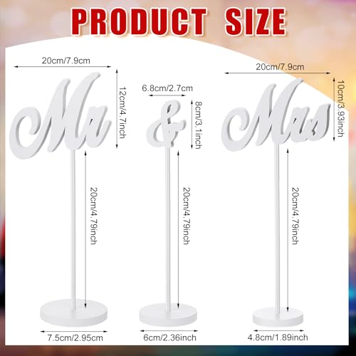 Geetery Mr and Mrs Wedding Table Decor Wooden Letter Sign Wedding Wood Tall Standing Sign Vintage Mr and Mrs Table Decorations for Photo Props Anniversary Party Supply