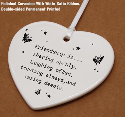 Friendship is Sharing-Best Friend BFF Gifts-Friendship Gifts for Best Friends,Thank You Thanksgiving Birthday for Friends Bestie-Ceramic Heart Shaped Ornament with Gift Box