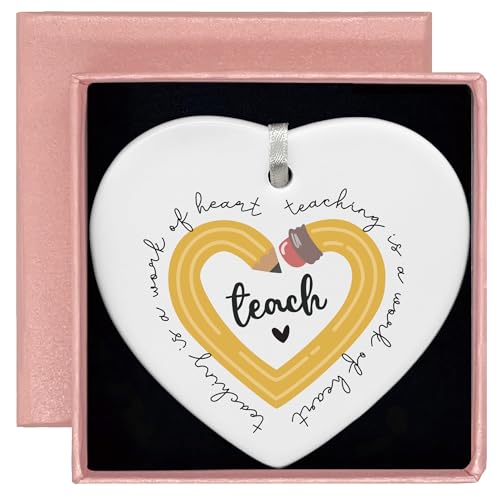Teaching is a Work of Heart-Rainbow Teacher Appreciation Gifts,Teacher Gifts,Thank You Gifts for Teachers,Teachers Appreciation Week Gifts, for Teacher-Heart Shaped Ornament