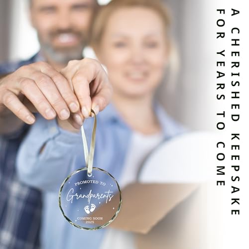 Grandparents Gifts - First Time Grandparents Gifts for Grandma, Grandpa - Baby Pregnancy Announcement Ornament for New Grandma - Grandpa to Be Ornaments - Glass Ornament