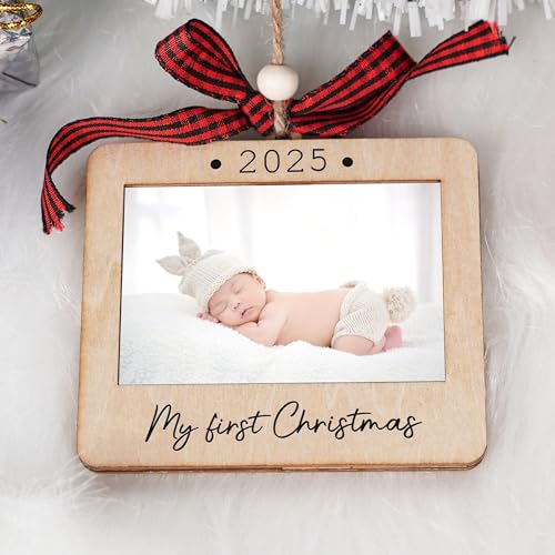 Babys First Christmas Ornament 2025, Baby First Christmas Picture Frame Ornament, 2x3 Picture Frame Wooden Ornament, Babys First Christmas Ornament 2025 Girl, Boy, My First Christmas Ornament 2025