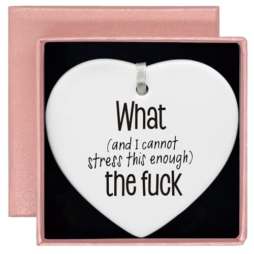 What The Fuck-Motivational Saying-Funny Ornament Decor-Sarcastic Gift-Funny WTF Sarcastic-and I Cannot Stress This Enough-What The Eff-Dark Humor-Funny Heart Shaped Ornament Decor Gifts