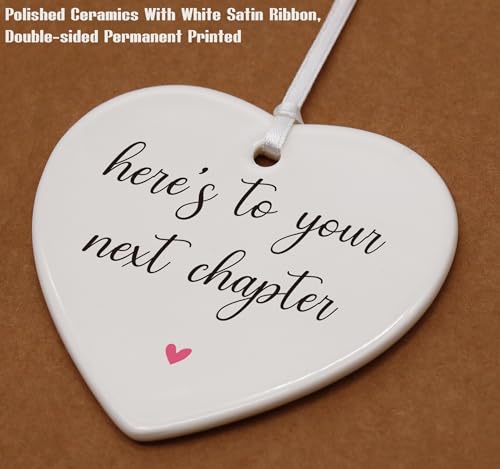 Here's to Your Next Chapter-Funny Colleagues Promotion,Farewell,Retirement,Goodbye,Leaving New Job Gifts for Coworkers Boss Leader-Appreciate Heart Shaped Ornament with Gift Box