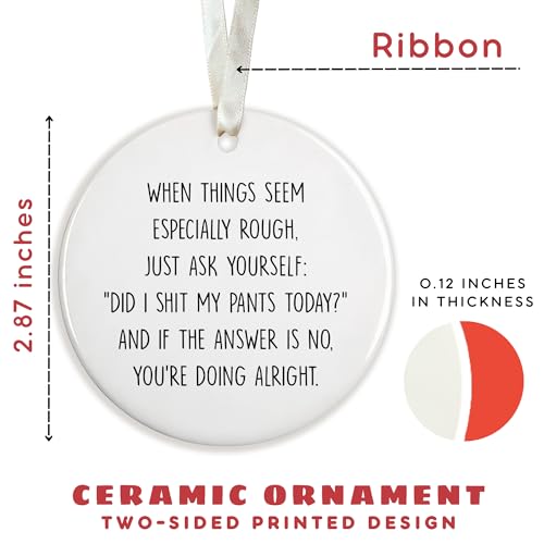 Funny Christmas Ornaments - Funny Gifts for Xmas - Christmas Keepsake for Women, Men, Friends, Coworkers - Ceramic Ornament