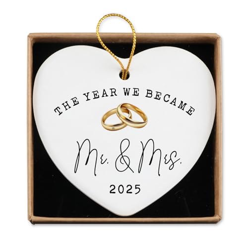 Wedding Gifts for Couples 2025 Ceramic Ornament Mr and Mrs Bridal Shower Gifts Wedding Just Married Gift for Newlywed Couple Bride Groom