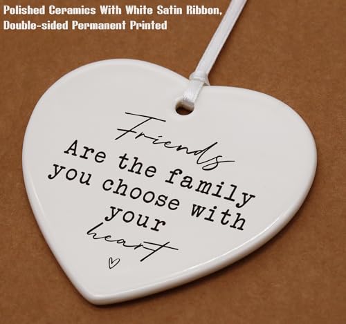 Friendship Gift-Soul Sister Present-Friends are The Family-Birthday Ceramic Heart Ornament Keepsake Sign Plaque Decor Gift-Double-Sided Printing