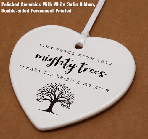 Heart-Shaped Teacher Appreciation Ornament - 'Thanks for Helping Me Grow' - Perfect for Teachers' Day or Week