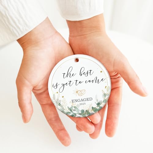 ZAGKOO Engagement Gifts for Couples 2025 - Gift for Newly Engaged Couples, Fiance, Women, Her, Bride to Be - Engagement Ornament, Just Engaged Party Gift Ideas, Christmas Decoration - Ceramic Ornament