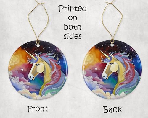 Majestic Unicorn Pink Purple Blue - Unicorn Ornament - Christmas Ornament - Holiday Ornament - Ceramics Ornament for Him Her Wife Husband Printed on Both Sides