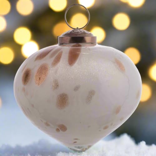 Karma, Christmas Hanging Ornament, Speckled Drop Glass Ornament 3.5” Bronze,Holiday Decoration, Christmas Tree Ornament