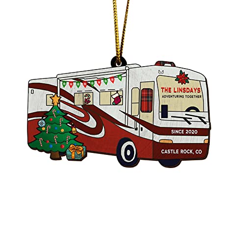 All Over Printed, Camping Ornaments, Campsite Camper Ornament, Christmas Tree Ornaments, 3.5" Wood Ornament 2 Sided, Gift for Family, Friend