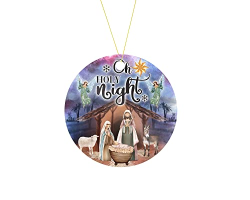 Oh Holy Night Nativity Christmas Tree Ornament - Holiday Decor - Religious Ornament - Christmas Decor - Aluminum Ornament