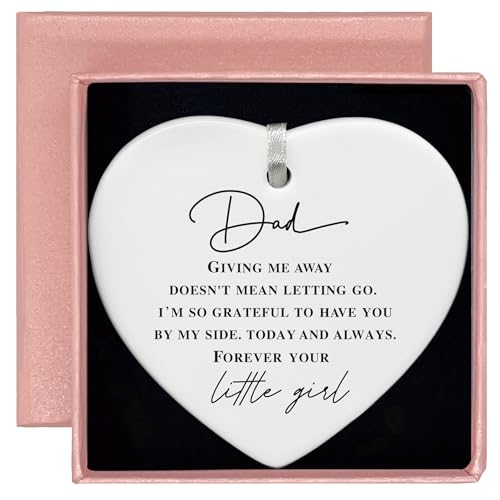 Forever Your Little Girl-Father of The Bride Gifts from Daughter,Father of The Bride Gift from Bride,Wedding Gift for Dad,Bridal Shower Gifts for Dad-Heart Shaped Ornament with Gift Box