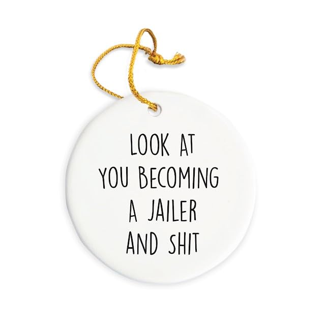Jailer Ornament, Jailer Christmas Ornament, Jailer Christmas Tree Ornament, Jailer Gift, Christmas Decorations, 3" Circle Ceramic Ornament