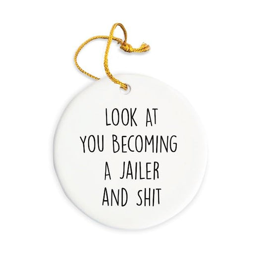 Jailer Ornament, Jailer Christmas Ornament, Jailer Christmas Tree Ornament, Jailer Gift, Christmas Decorations, 3" Circle Ceramic Ornament