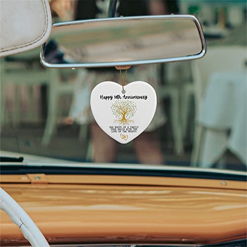 10th Anniversary Wedding Gifts for Couple Happy 10th Anniversary Ornament Keepsake Sign Heart Plaque Anniversary Romantic Couple Wedding Engagement Gifts for Her Him Wife Husband