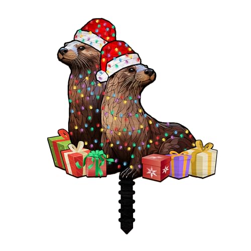 2D Flat All Over Printed, Otter Tree Topper, Otter Christmas Tree Topper, Otter Couple Christmas, 8", 12", 18" Wood Tree Topper, Christmas Tree Decor, Gift for Otter Lover