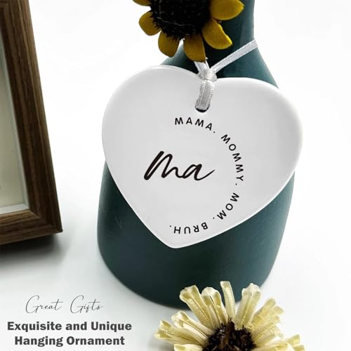 Funny Mom Gift from Daughter Son, for Mom-Birthday Thanksgiving New Year for Mom-Best Friend Mom-Mama Mommy Mom Bruh-Heart Shaped Ornamen