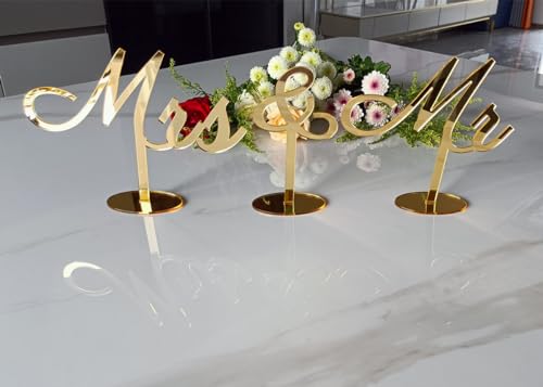 Gold mirror MR and MRS Wedding Decor,MR and Mrs Sign,Free Standing Wedding Table Signs for Wedding Gift