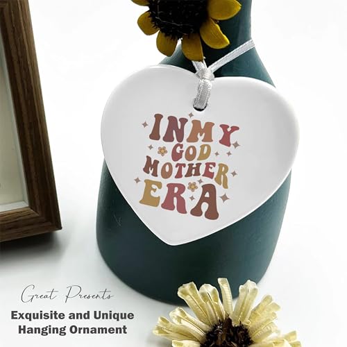 in My Godmother Era-Godmother Proposal Gift for Women-Will You Be My Godmother Gifts-Mothers Day,Christmas,Birthday Gift for Godmother,Godmother Gifts from Godchild-Ceramic Heart Shaped Ornament