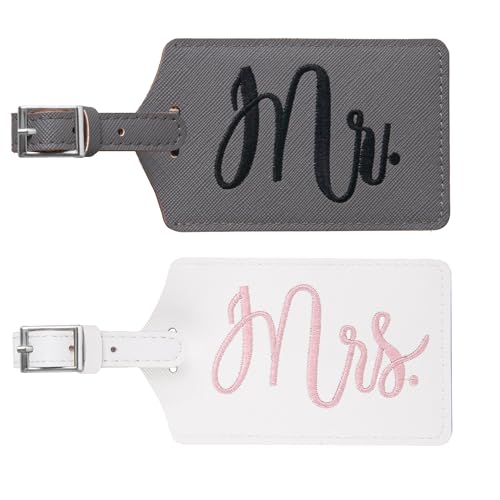 Mr and Mrs Tags, Wedding Gifts for Couples 2025, Luggage Tags for Suitcases, Bridal Shower Gifts for Vacation, Bride Travel Essentials for Women