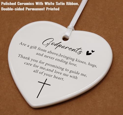 Godparents Proposal Gift,Godmother Godfather Present,First Time Godparents to Be,Pregnancy Announcement Present,Christening,Baptism, Heart Shaped Ornament