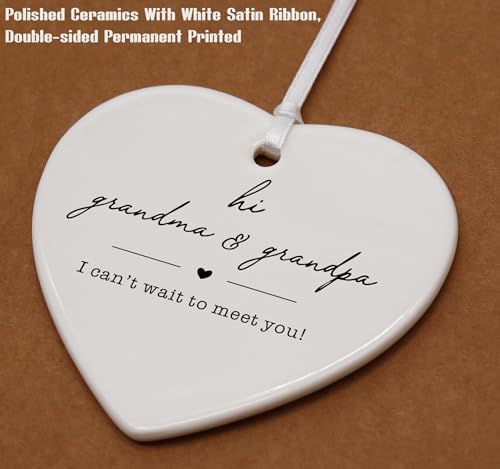 Grandparents Gift-First Time Grandparents-Grandmother,Grandfather Present-Baby Announcement-Pregnancy Announcement Ornament for New Grandpa Grandma to Be-Heart Shaped Ornament