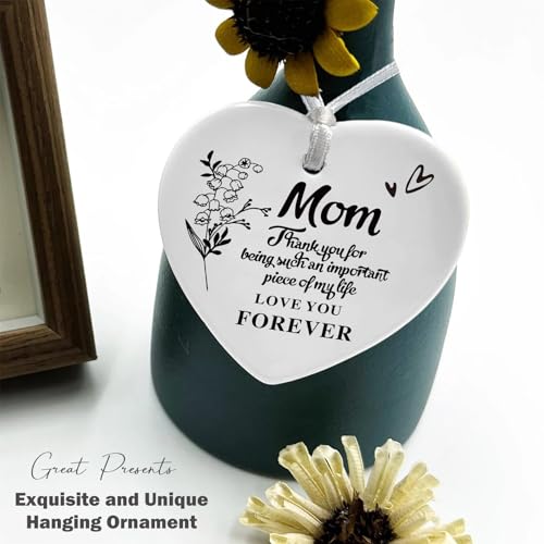 Mother's Day,Birthday,Thanksgiving,New Year,Wedding, for Mama-Thank You Gifts for Mom, New Mommy, Mother-in-Law, Bonus Mom,Appreciation Present for Mama-Heart Shaped Ornament